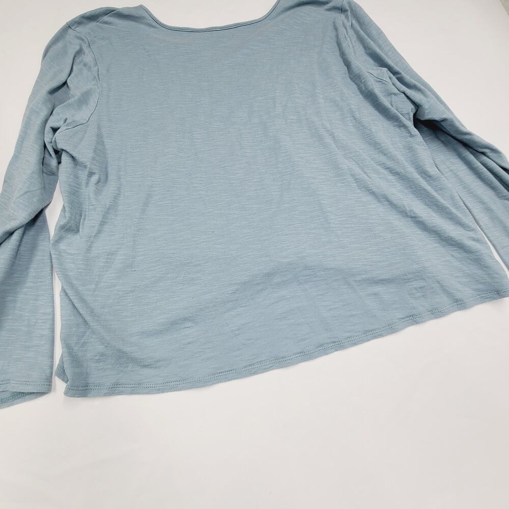 Garnet Hill V-neck top Dusty Blue-Green Faux Wrap Lightweight Casual XL - Picture 10 of 12